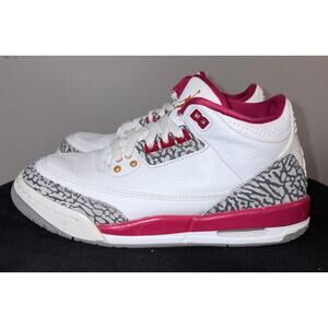 Air Jordan 3 Retro GS Sz 6Y/WMNS 7.5 White/Light Gurry Cardinal Red 398614-126